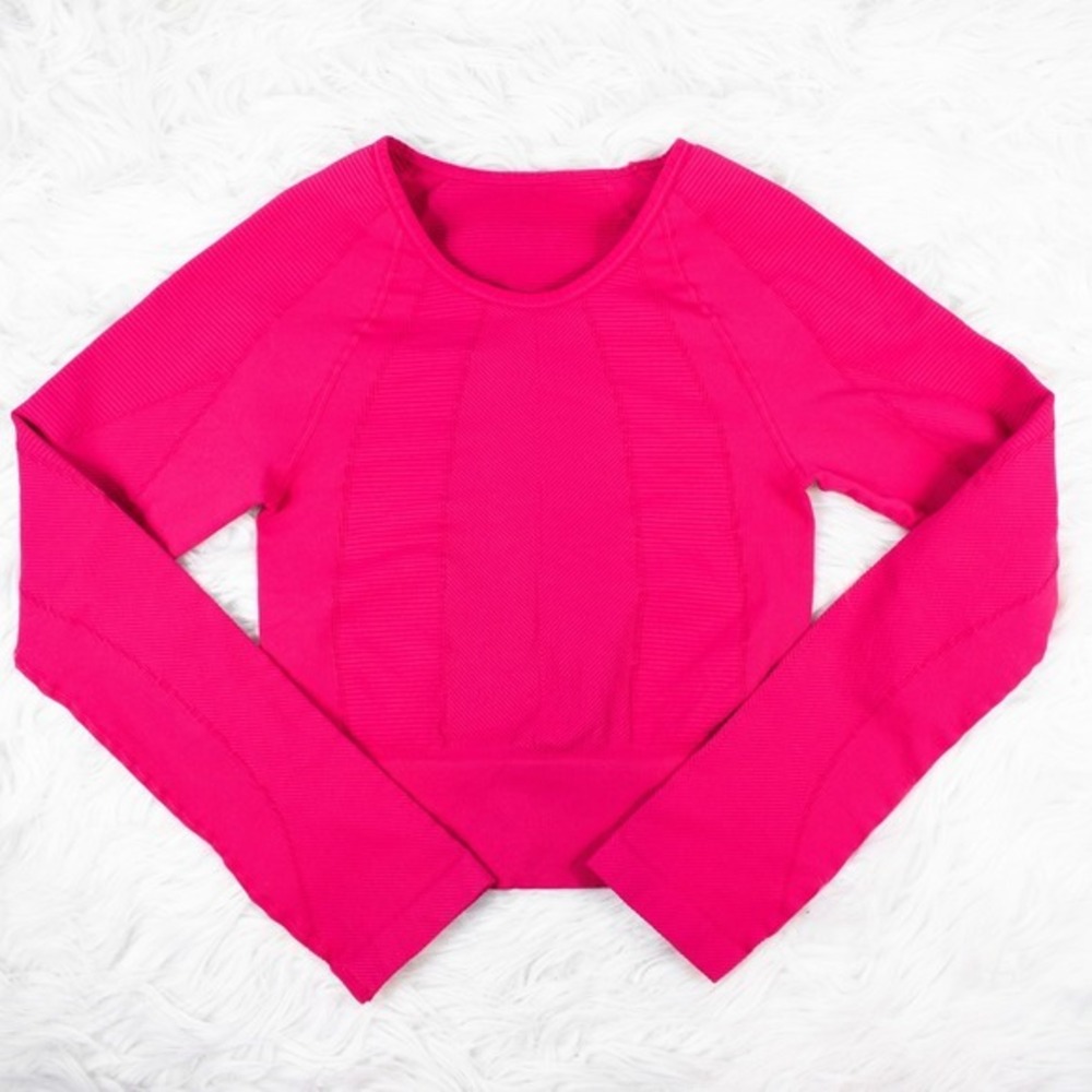 NUX Long Sleeve Athletic Top Size Small Hot Pink Fuchsia Athleisure Active